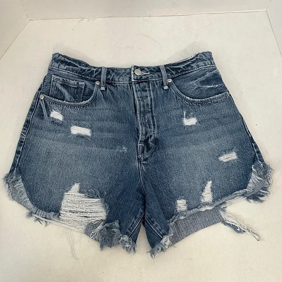Good American Blue Distressed Jean Shorts 4/27